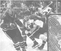 Action around Hawks' net