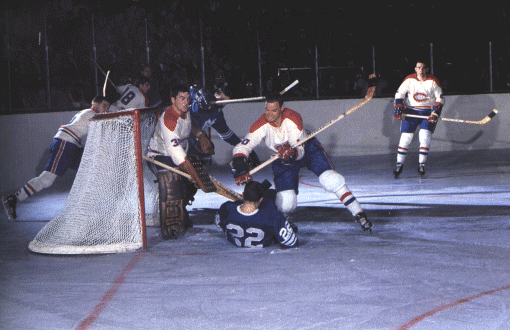 Brian Conacher down infront of Vachon
